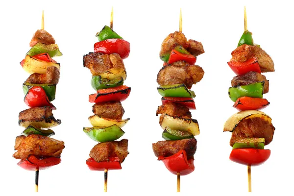 Fried skewers isolated on a white background — Stock Photo, Image
