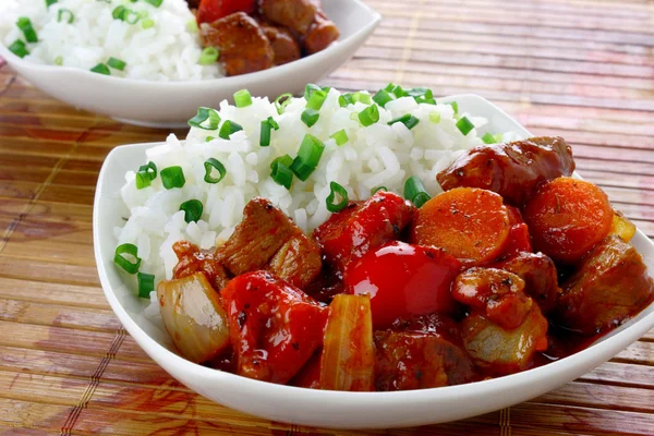 Pork stew with rice — Stock Photo, Image