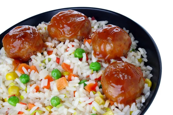 Meatballs with rice — Stock Photo, Image