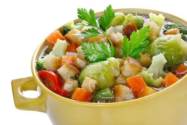 Zuppa di verdure con crostini — Foto Stock