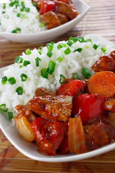 Pork stew with rice — Stock Photo, Image