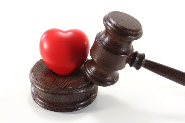 Medical law with heart and judges gavel — Stock Photo, Image