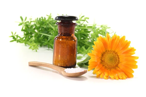 Homeopathy with apothecary jar — Stock Photo, Image