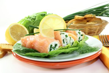 Smoked salmon roulade clipart