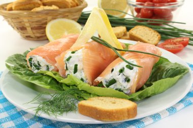 Smoked salmon roulade clipart