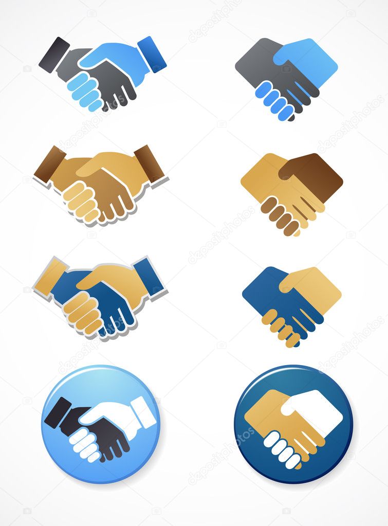 Collection of handshake icons and elements