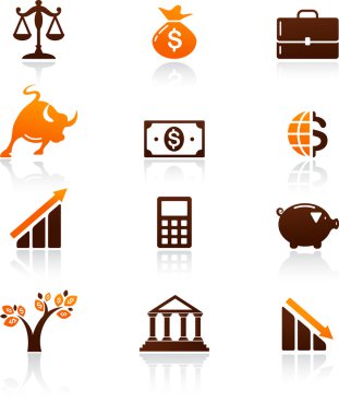 Collection of money and finance icons clipart