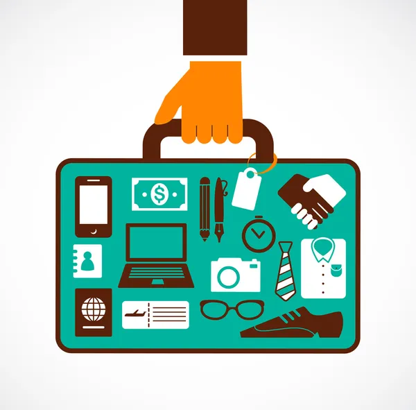 Üzleti utazási illusztrációja - bőrönddel ember — Stock Vector