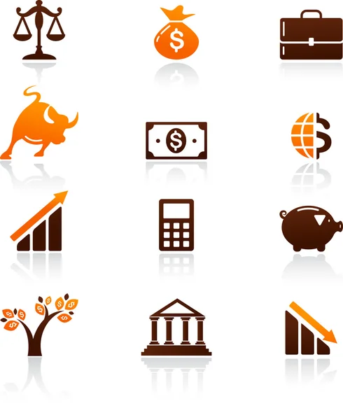 Recolha de dinheiro e ícones financeiros — Vetor de Stock