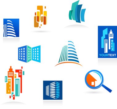 Collection of real estate icons and elements clipart