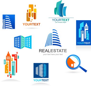 Collection of real estate icons and elements clipart