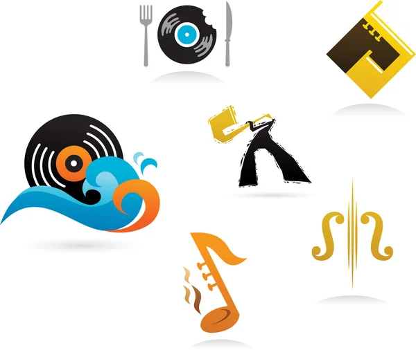 Zbiór ikon muzyki z elementami — Wektor stockowy