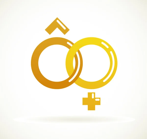 Ikon pernikahan - cincin emas - Stok Vektor