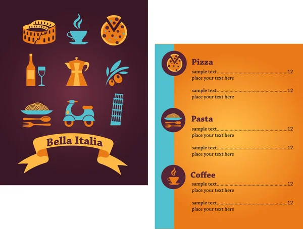 Design de menu restaurante italiano —  Vetores de Stock
