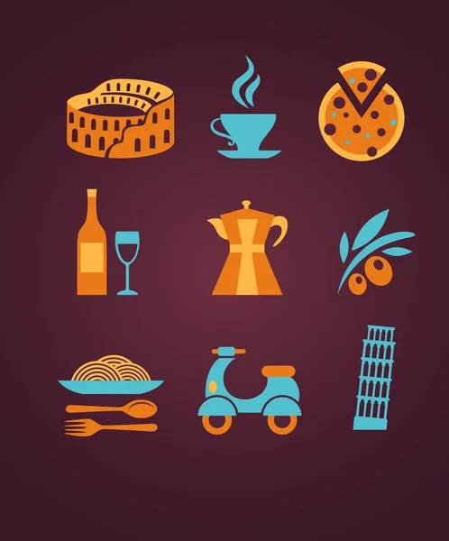 Set of Italy vector icons — Stock Vector