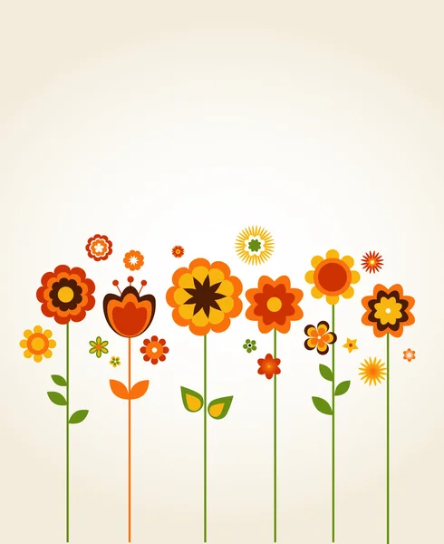 Tarjeta de felicitación vectorial con flores lindas — Vector de stock