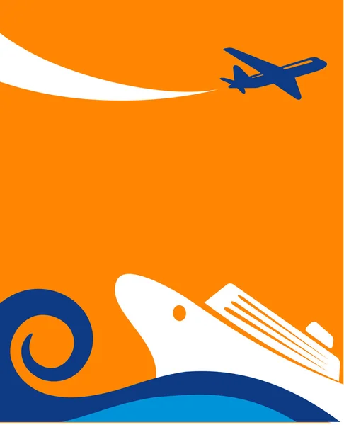 Arka plan - yolcu ve uçak seyahat — Stok Vektör