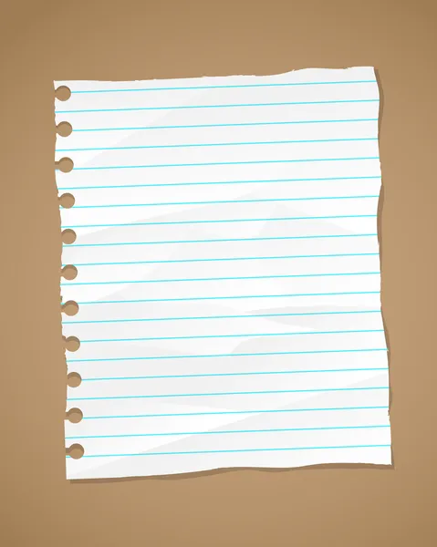 Papier doublé ridé et papier pour notes. Vecteur eps 10 — Image vectorielle