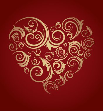 Retro red patterned heart clipart