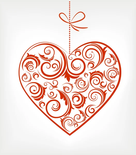 Retro rött mönstrat hjärta — Stock vektor