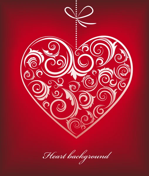 Retro red patterned heart — Stock Vector