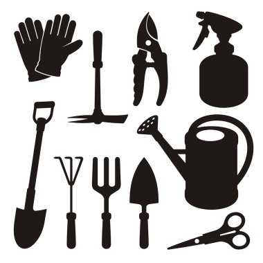 Gardening silhouettes clipart