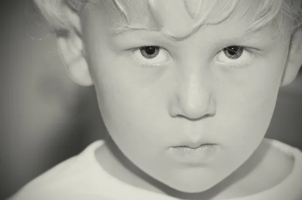Monochrome portrait of small boy — 스톡 사진