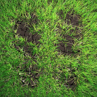 Boot prints in grass clipart