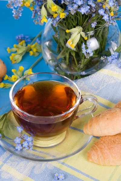 stock image Tea with croissants