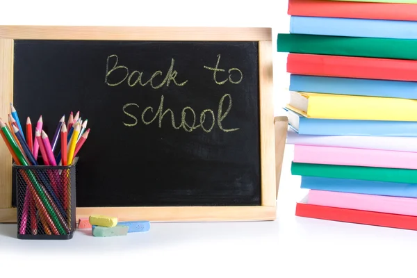 School board and colored pencils — Stock Photo, Image