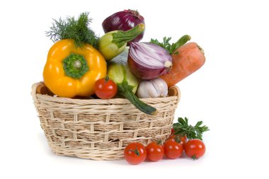 Fresh vegetables in the basket clipart