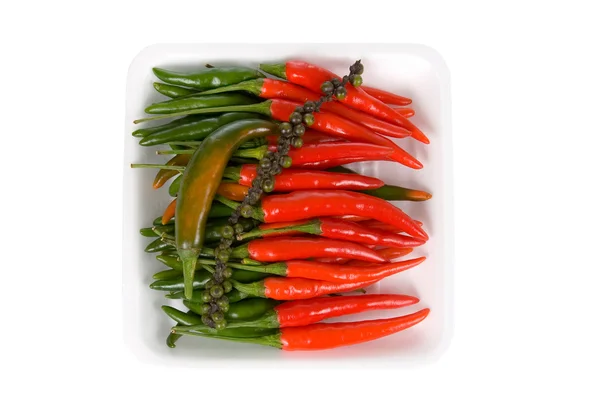 Zelené a červené chili pepper — Stock fotografie