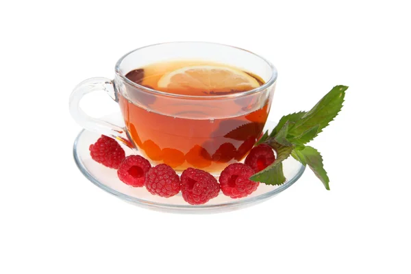 Чай з малиною і м'ятою — стокове фото