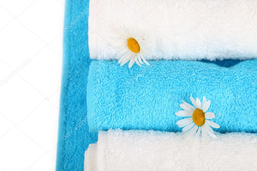 White and blue bath towels