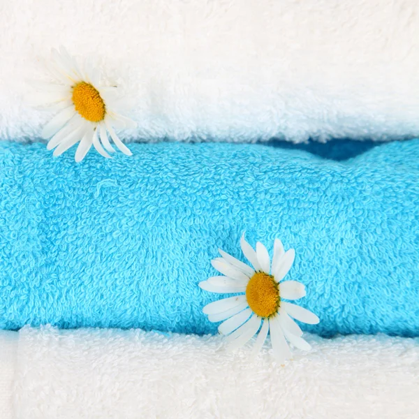 stock image White and blue bath towels