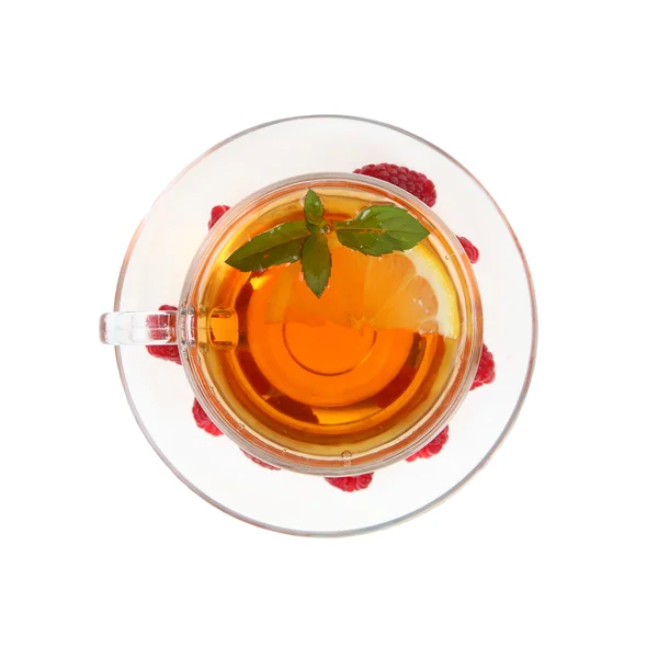 Herbatę z malinami i miętą — Zdjęcie stockowe