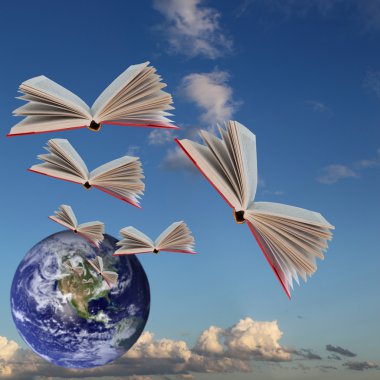 Books are flying clipart
