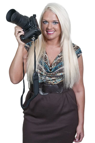 Vrouw-fotograaf — Stockfoto