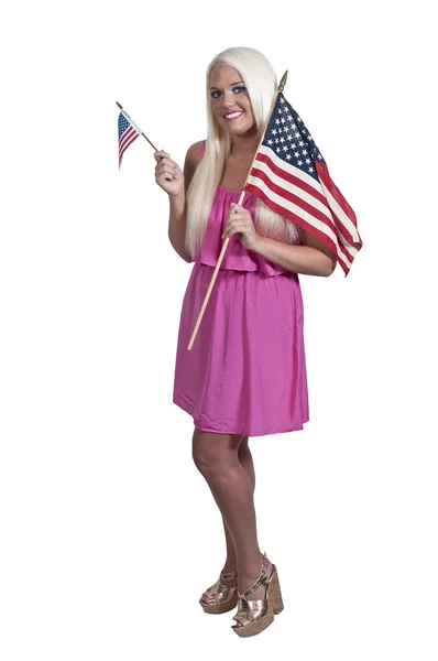 Bayrağı Olan Kadın — Stok fotoğraf