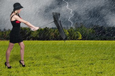 Woman Holding Umbrella clipart