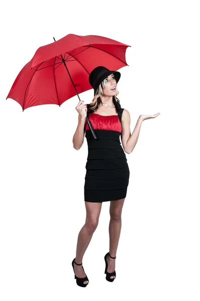 Γυναίκα εκμετάλλευση ομπρέλα — 图库照片