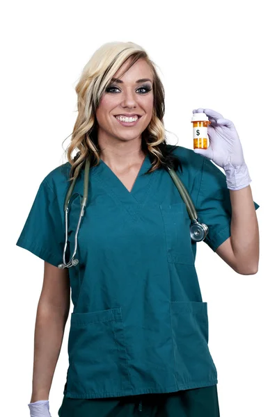 Médico sosteniendo pastillas —  Fotos de Stock