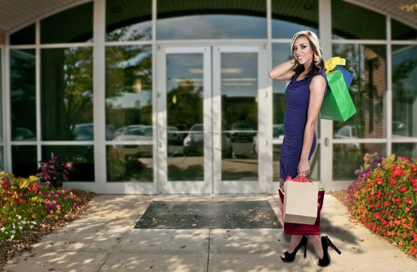 Mujer bolsas de compras — Foto de Stock