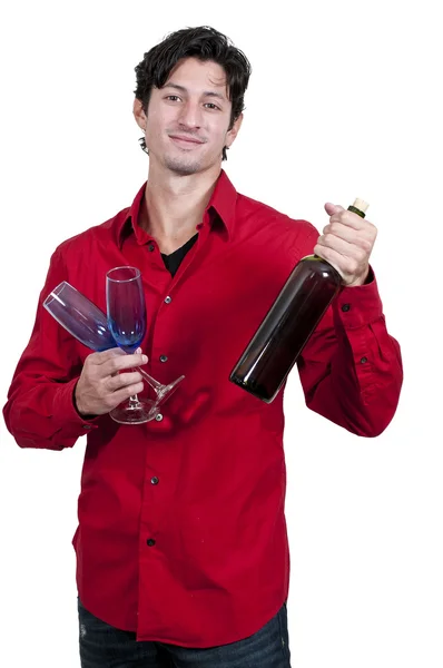 Uomo con vino — Foto Stock