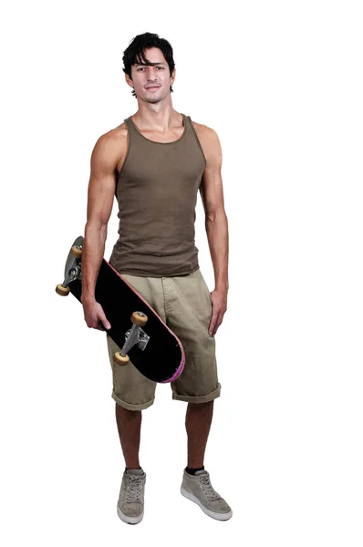 Homem com skate — Fotografia de Stock