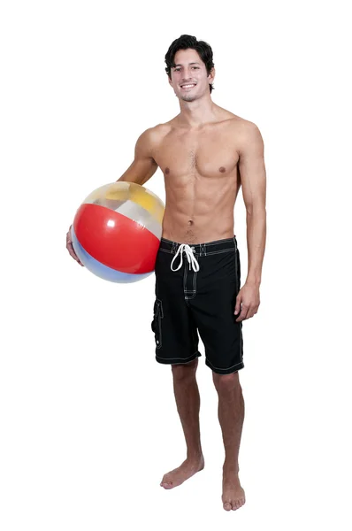 Man bedrijf beachball — Stockfoto