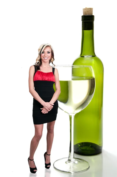 Woman and Wine — Stock Photo, Image