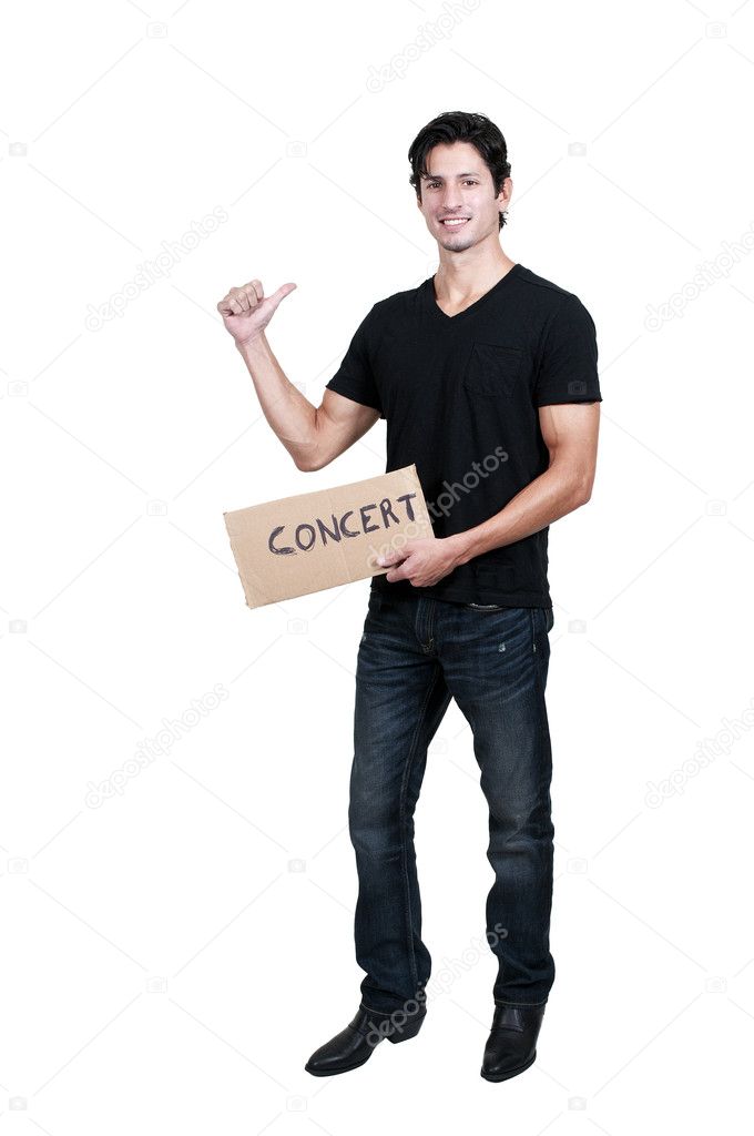 Man Hitch Hiking to a Concert