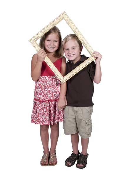Kinder in einem Rahmen — Stockfoto