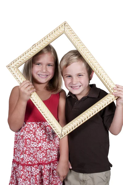 Crianças em um quadro — Fotografia de Stock